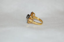 Load image into Gallery viewer, Sapphire and Diamond Starburst Antique Style Ring