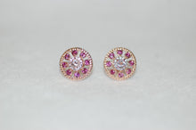Load image into Gallery viewer, Morganite and Rhodolite Garnet Pinwheel Earrings