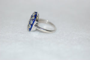 Blue Diamond Domino Enamel Ring