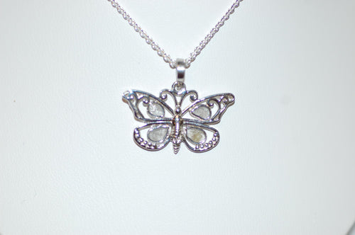 Diamond Stained Glass Butterfly Necklace