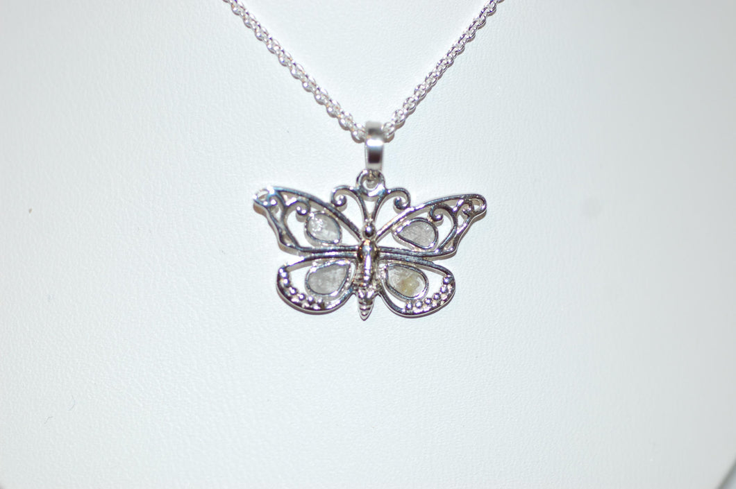 Diamond Stained Glass Butterfly Necklace
