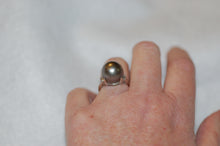Load image into Gallery viewer, Tahitian Pearl and Diamond Baguette Platinum Ring