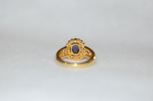 Load image into Gallery viewer, Sapphire Cabochon and Diamond Gilded Age Style Ring