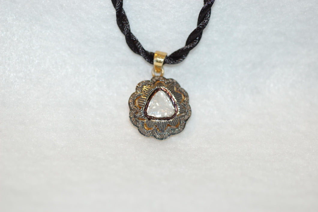 Antique Style Bold Scroll and Filigree Diamond Necklace