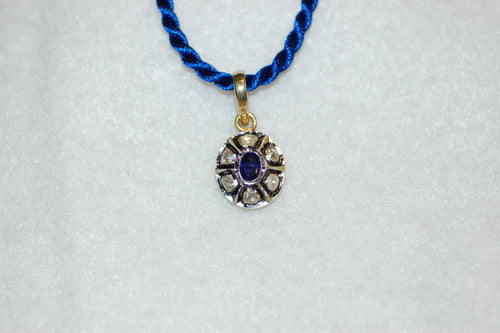 Antique Style Sapphire and  Diamond Pendant