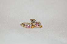 Load image into Gallery viewer, Tourmaline and Diamond J Hoop Earrings