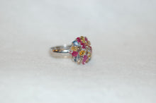 Load image into Gallery viewer, Ruby and Fancy Sapphire Cluster Cocktail Ring