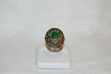 Load image into Gallery viewer, Emerald and Diamond Filigree Ring