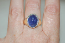 Load image into Gallery viewer, Tanzanite Cabochon Oval and Diamonds Ring