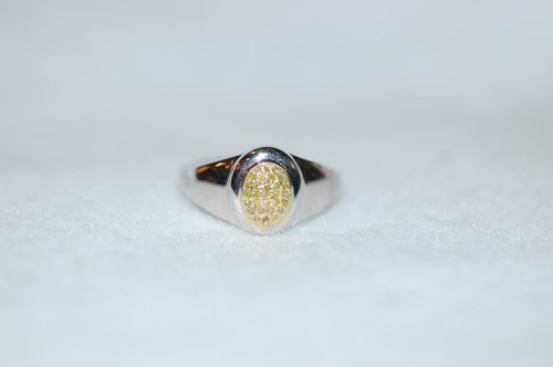 Limoncello Diamond Pave Silver Signet Ring