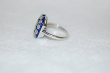 Load image into Gallery viewer, Blue Diamond Domino Enamel Ring
