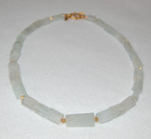 Load image into Gallery viewer, Greek Aquamarine and Gold Bead Station Necklace