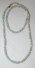 Load image into Gallery viewer, Long Aquamarine Rondell and Gold Bead Necklace
