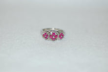Load image into Gallery viewer, Three Ruby Flower Ring