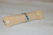 Load image into Gallery viewer, Blue Topaz and Diamond Pave Cylinder Bypass Ring