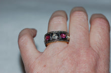 Load image into Gallery viewer, Antique Style Rose Cut Diamonds and Pink Tourmaline Eternity Band