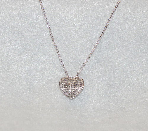 Diamond Heart Silver Necklace