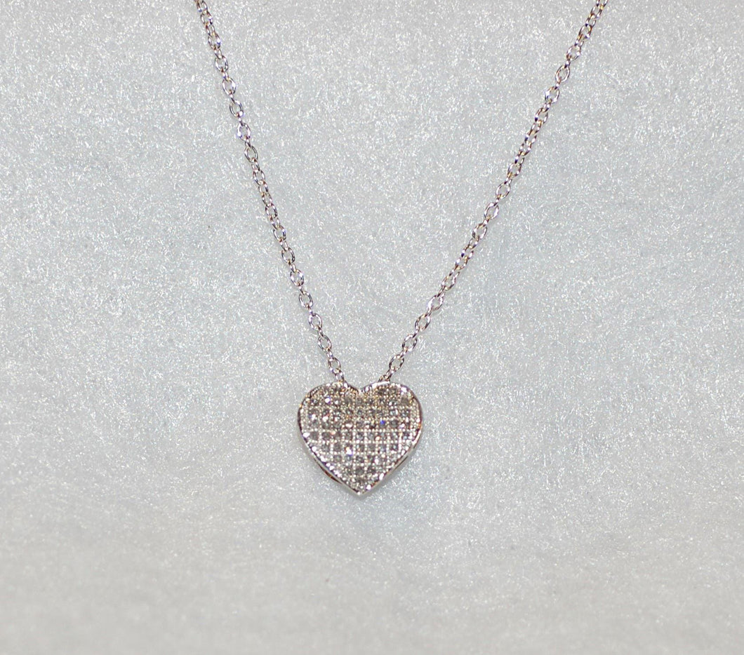 Diamond Heart Silver Necklace
