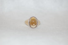Load image into Gallery viewer, Citrine Cabochon and Diamond Signet Style Ring