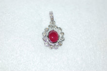 Load image into Gallery viewer, Diamond and Gemstone Cabochon Flower Pendant