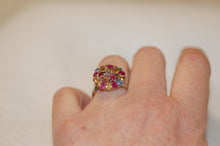 Load image into Gallery viewer, Ruby and Fancy Sapphire Cluster Cocktail Ring