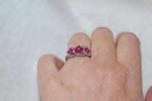 Load image into Gallery viewer, Three Ruby Flower Ring
