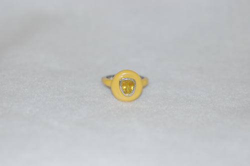 Melow Yellow Diamond and Enamel Ring