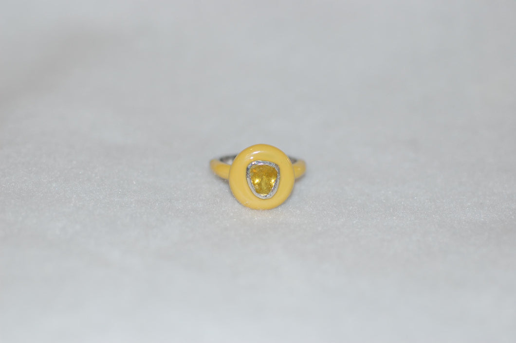 Melow Yellow Diamond and Enamel Ring