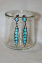 Load image into Gallery viewer, Sleeping Beauty Turquoise and Diamond Hanging Earrings