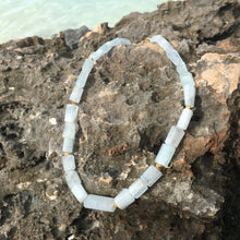 Load image into Gallery viewer, Greek Aquamarine and Gold Bead Station Necklace