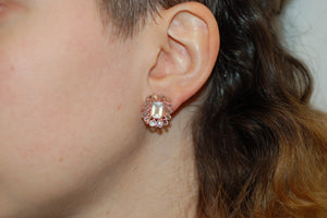 Aquamarine and Diamond Stained Glass Earrings