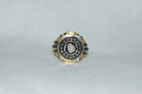 Antique Style Diamond Silver Signet Ring