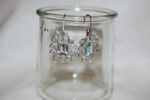 Load image into Gallery viewer, Princes Aquamarine and Diamond Dangle Earrings