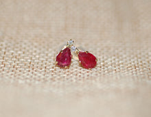 Load image into Gallery viewer, Ruby Teardrop Stud Earrings