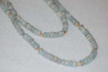 Load image into Gallery viewer, Long Aquamarine Rondell and Gold Bead Necklace