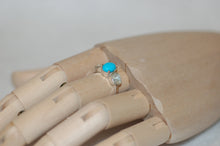 Load image into Gallery viewer, Sleeping Beauty Turquoise and Diamond Three Stone Ring