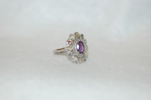 Load image into Gallery viewer, Amethyst and Rose Cut Diamonds Flower Ring