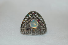 Load image into Gallery viewer, Opal and Tourmaline Scalloped Ring