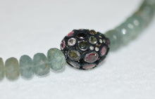 Load image into Gallery viewer, Confetti Tourmaline Diamond Drop with Moss Aquamarine Collier