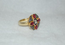 Load image into Gallery viewer, Ruby and Diamond Antique Style Maltese Cross Ring