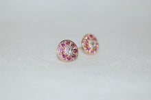 Load image into Gallery viewer, Morganite and Rhodolite Garnet Pinwheel Earrings
