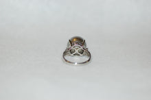 Load image into Gallery viewer, Tahitian Pearl and Diamond Baguette Platinum Ring