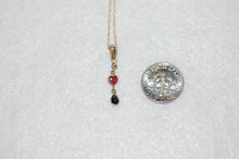 Load image into Gallery viewer, Ruby Heart, Sapphire and Diamond Heart Gold Necklace