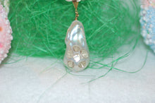Load image into Gallery viewer, Baroque Pearl and Rough Cut Diamonds Tear Drop Pendant
