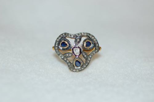 Diamond and Sapphire Waves Ring