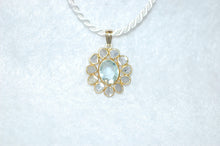 Load image into Gallery viewer, Aquamarine and Diamond Stained Glass Necklace