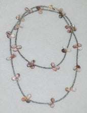 Load image into Gallery viewer, Moss Amethyst and Seed Pearl Petal Necklace