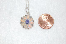 Load image into Gallery viewer, Tanzanite Opal and Diamond Daisy Necklace