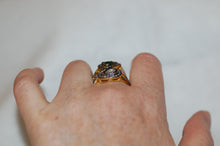 Load image into Gallery viewer, Diamond and Emerald Double Snakehead Ring
