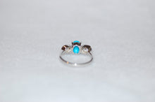 Load image into Gallery viewer, Sleeping Beauty Turquoise and Diamond Three Stone Ring